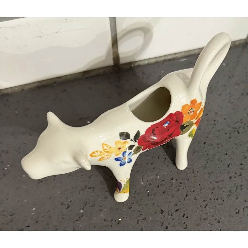 Vtg Pioneer Woman Timeless Floral Cow Creamer Discontinued (Mint w/ Sticker)